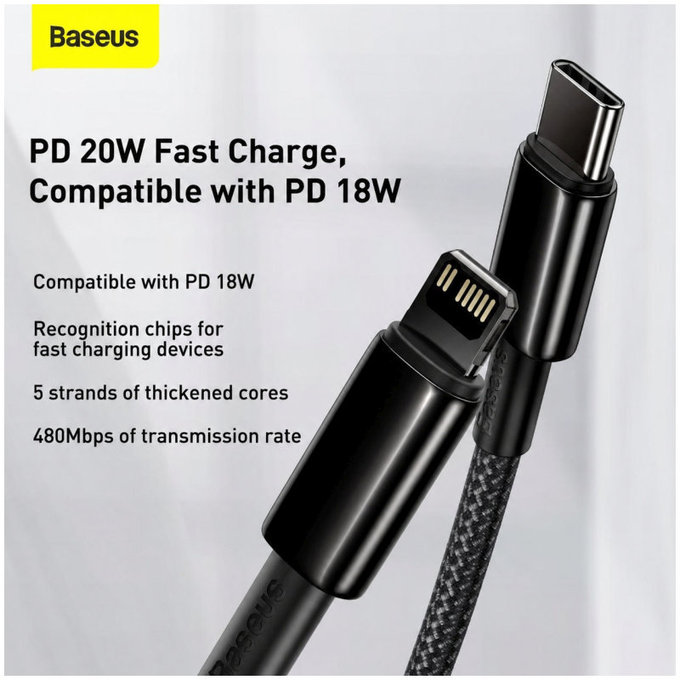 Καλώδιο Lightning / USB-C (1.5m), Μαύρο | Black | Baseus