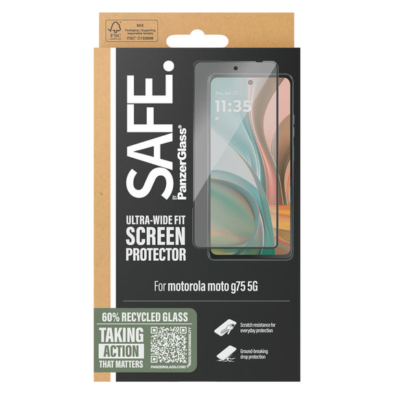 Σκληρυμένο γυαλί UWF για Motorola Moto G75 5G, Μαύρο, SAFE by PanzerGlass