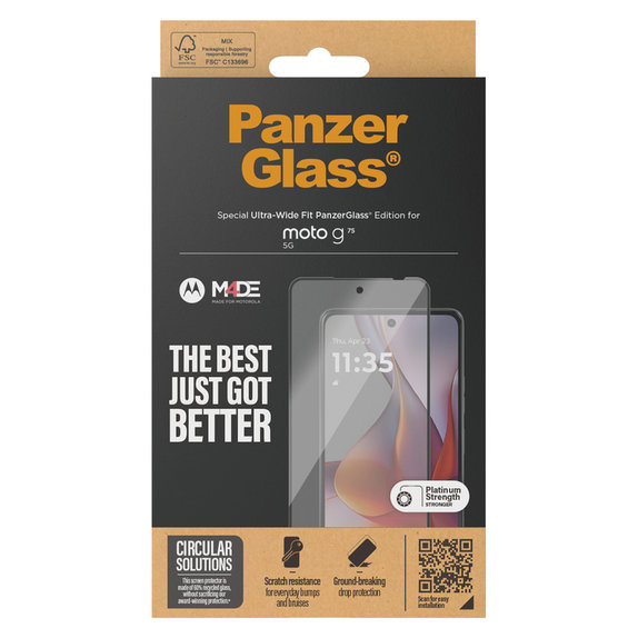 Σκληρυμένο γυαλί UWF για Motorola Moto G75 5G, Μαύρο, PanzerGlass