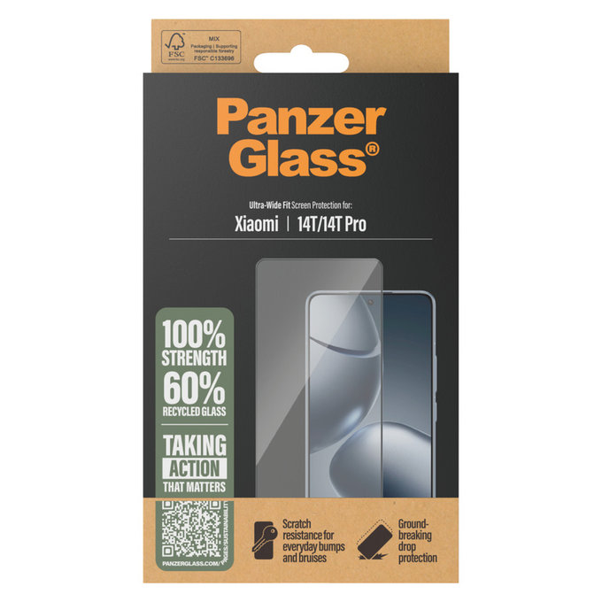 Σκληρυμένο γυαλί UWF για Xiaomi 14T/14T Pro, Μαύρο, PanzerGlass