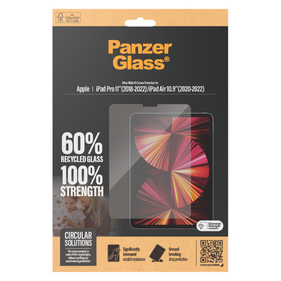Σκληρυμένο γυαλί UWF για iPad Pro 11"/Air 10,9'', Διάφανο, PanzerGlass