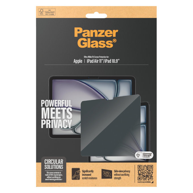 Σκληρυμένο γυαλί UWF Privacy για iPad 10,9"/Air 11'', Διάφανο, PanzerGlass