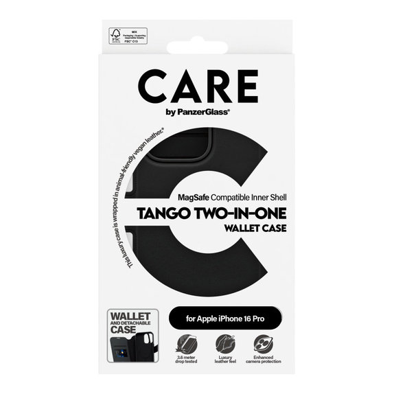 Θήκη Wallet Tango Two-In-One με MagSafe για iPhone 16 Pro, Μαύρο, CARE