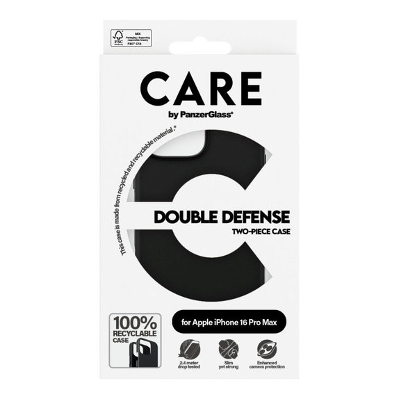 Θήκη Double Defense για iPhone 16 Pro Max, Μαύρο, CARE