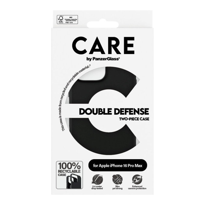 Θήκη Double Defense για iPhone 16 Pro Max, Μαύρο, CARE