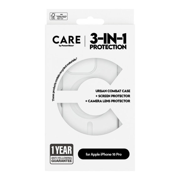 Bundle Hoops + Σκληρυμένο γυαλί UWF + Θήκη Urban Combat για iPhone 16 Pro, CARE
