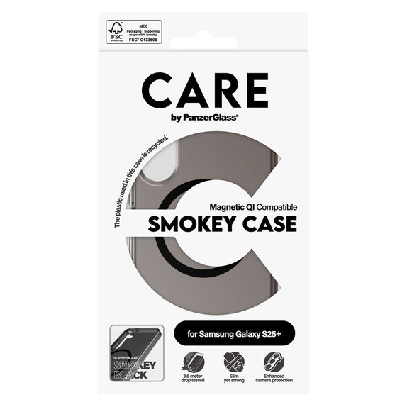Θήκη Smokey με μαύρο QI για Samsung Galaxy S25+, Μαύρο, PanzerGlass