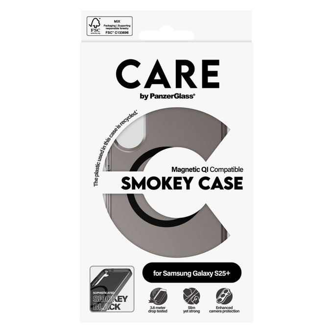 Θήκη Smokey με μαύρο QI για Samsung Galaxy S25+, Μαύρο, PanzerGlass