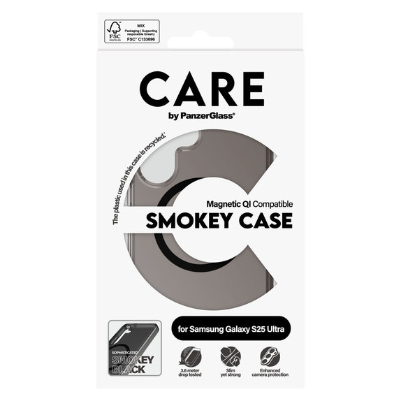 Θήκη Smokey με μαύρο QI για Samsung Galaxy S25 Ultra, Μαύρο, PanzerGlass