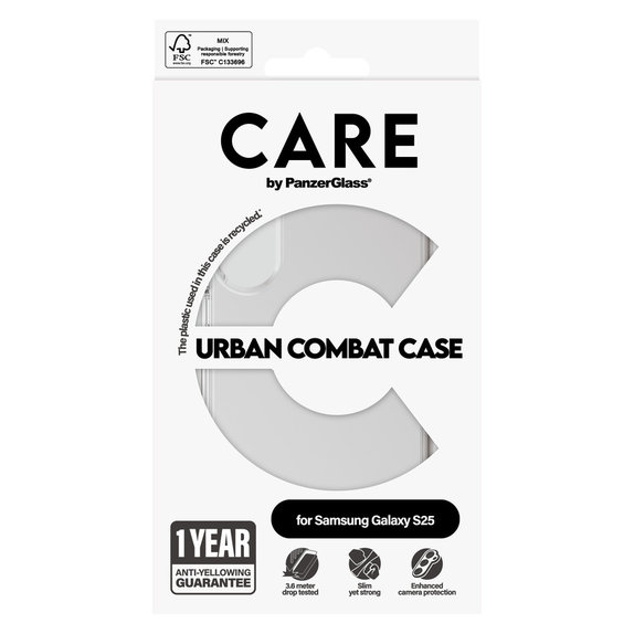 Θήκη Urban Combat για Samsung Galaxy S25, Διάφανο, PanzerGlass