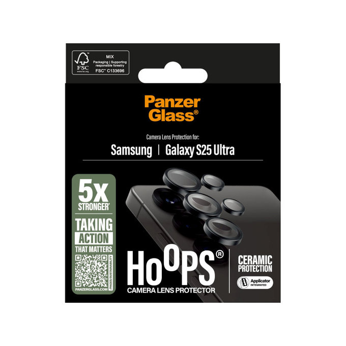 Προστατευτικό φακού κάμερας Hoops Ceramic για Samsung S25 Ultra, Μαύρο, PanzerGlass