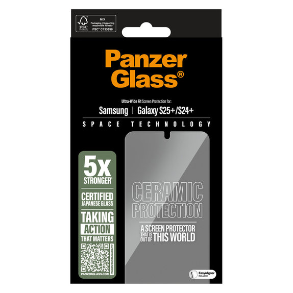 Σκληρυμένο γυαλί UWF Ceramic με εφαρμογέα για Samsung Galaxy S25+, Διάφανο, PanzerGlass