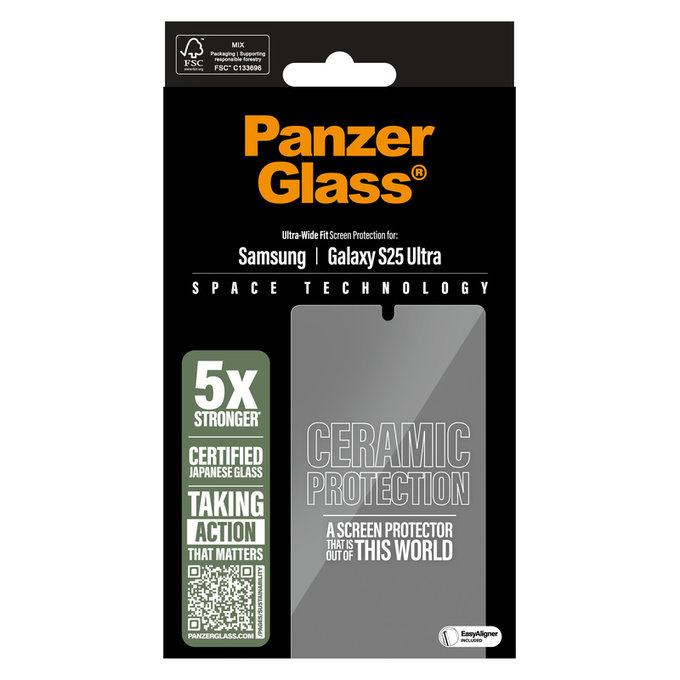 Σκληρυμένο γυαλί UWF Ceramic με εφαρμογέα για Samsung Galaxy S25 Ultra, Διάφανο, PanzerGlass