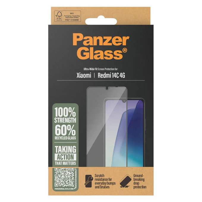 Σκληρυμένο γυαλί UWF για Xiaomi Redmi 14C 4G, Διάφανο, PanzerGlass