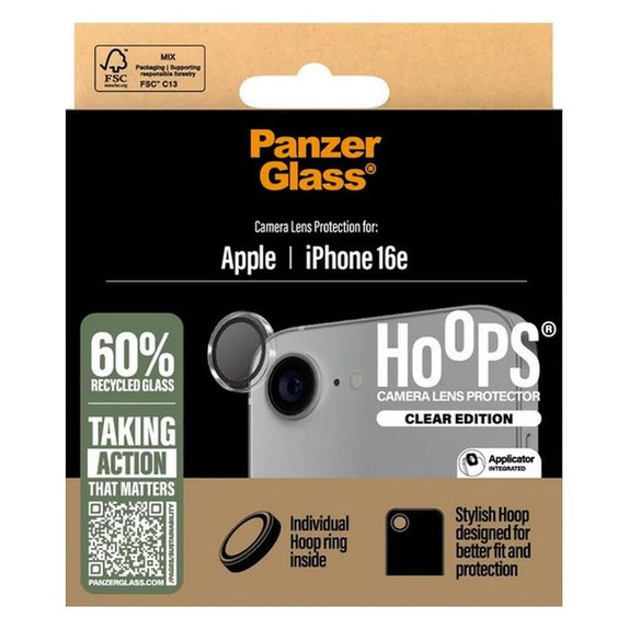 Προστατευτικό Φακού Κάμερας Hoops για iPhone 16e | Μαύρο | Black | PanzerGlass