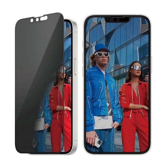 Σκληρυμένο γυαλί UWF Privacy με εφαρμογέα για iPhone 17e/16e/14/13/13 Pro, Μαύρο, PanzerGlass