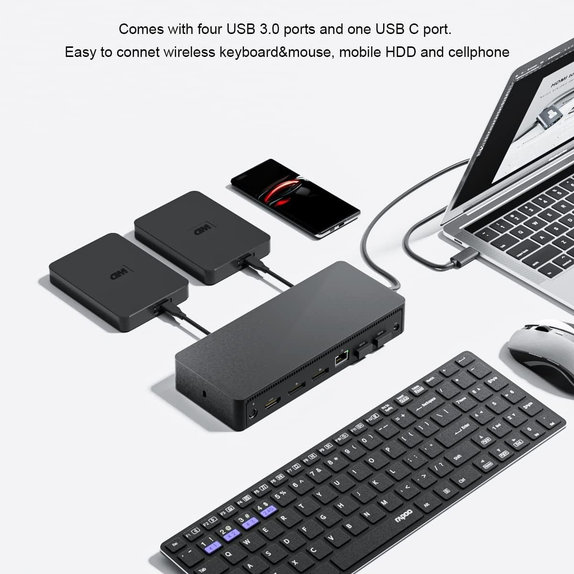 Dell D6000 - Σταθμός σύνδεσης (USB-C) + Τροφοδοτικό 130W Ανακατασκευασμένο