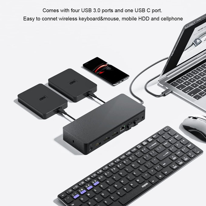 Dell D6000 - Σταθμός σύνδεσης (USB-C) + Τροφοδοτικό 130W Ανακατασκευασμένο