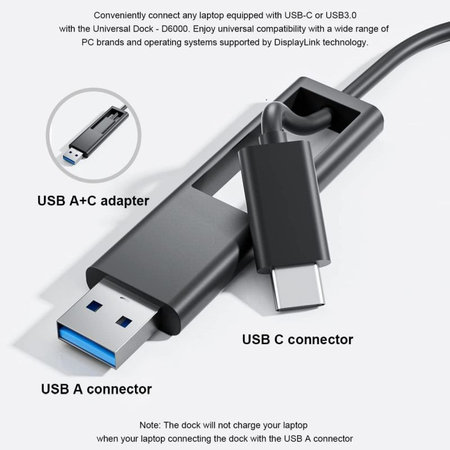 Dell D6000 - Σταθμός σύνδεσης (USB-C) + Τροφοδοτικό 130W Ανακατασκευασμένο