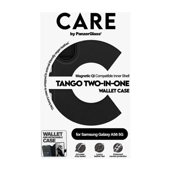 Θήκη Wallet Tango Two-In-One για Samsung A56 5G, Μαύρο, PanzerGlass