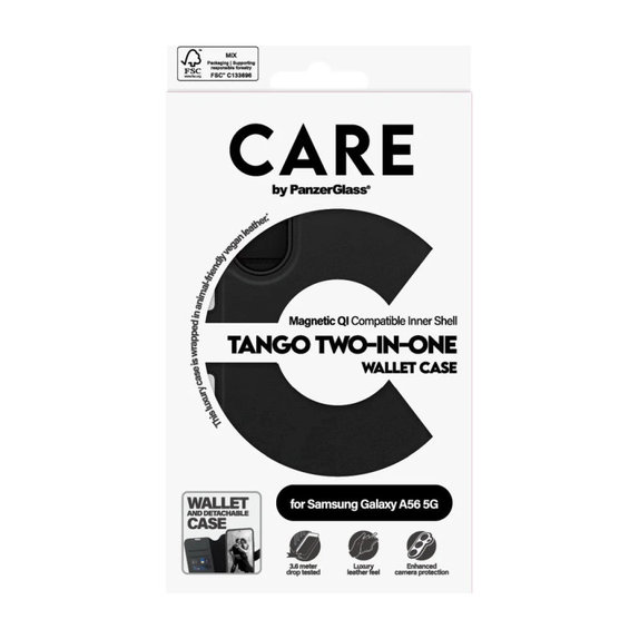 Θήκη Wallet Tango Two-In-One για Samsung A56 5G, Μαύρο, PanzerGlass