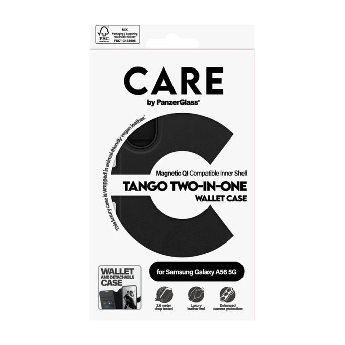 Θήκη Wallet Tango Two-In-One για Samsung A56 5G, Μαύρο, PanzerGlass