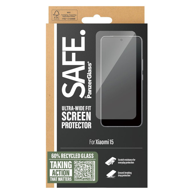 Σκληρυμένο γυαλί UWF για Xiaomi 15, Μαύρο, SAFE by PanzerGlass