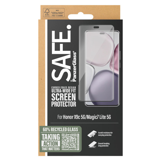 Σκληρυμένο γυαλί UWF για Honor X9c 5G/Magic7 Lite 5G, Μαύρο, SAFE by PanzerGlass