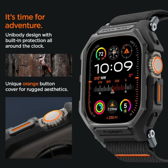 Spigen - Λουράκι Lite Fit "Pro" για Apple Watch Ultra (49mm), Matte Black