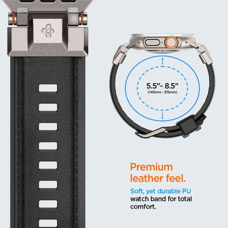 Spigen - Λουράκι Durapro Armor PU για Apple Watch (42, 44, 45, 49mm), mαύρο