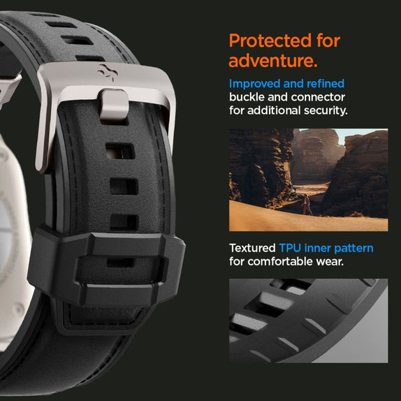 Spigen - Λουράκι Durapro Armor PU για Apple Watch (42, 44, 45, 49mm), mαύρο
