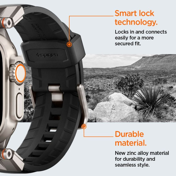 Spigen - Λουράκι Durapro Armor PU για Apple Watch (42, 44, 45, 49mm), mαύρο