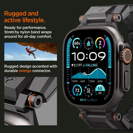 Spigen - Λουράκι Durapro Armor για Apple Watch (42, 44, 45, 49mm), Black Edition