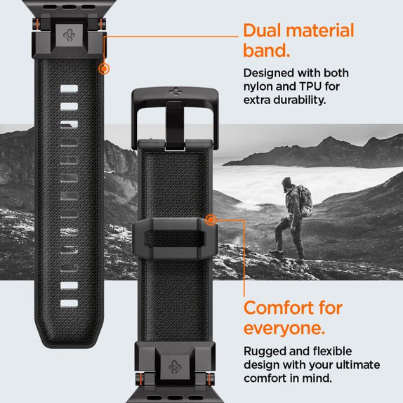 Spigen - Λουράκι Durapro Armor για Apple Watch (42, 44, 45, 49mm), Black Edition