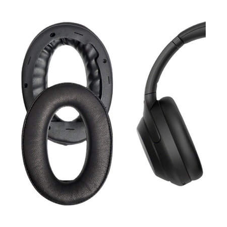 Ανταλλακτικά Earpads Ακουστικών για Sony WH-1000XM4, Αφρός Μνήμης + PU Δέρμα, Μαύρο, Black, 1 Ζεύγος