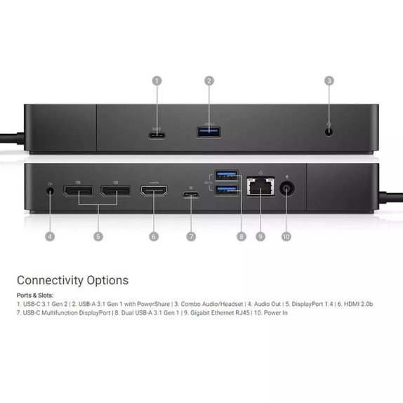 Dell WD19 K20A001 - Σταθμός σύνδεσης (USB-C) + Τροφοδοτικό 130W Ανακατασκευασμένο