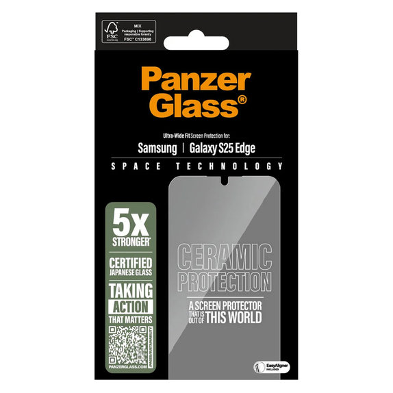 Σκληρυμένο γυαλί UWF Ceramic με εφαρμογέα για Samsung Galaxy S25 Edge, Διάφανο, PanzerGlass