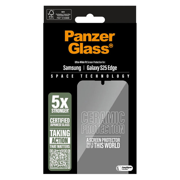 Σκληρυμένο γυαλί UWF Ceramic με εφαρμογέα για Samsung Galaxy S25 Edge, Διάφανο, PanzerGlass