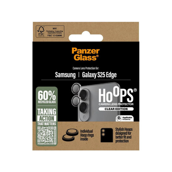 Προστατευτικό φακού κάμερας Hoops για Samsung S25 Edge, Διάφανο, PanzerGlass