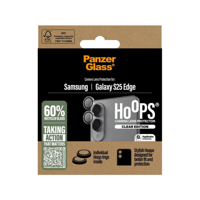 Προστατευτικό φακού κάμερας Hoops για Samsung S25 Edge, Διάφανο, PanzerGlass