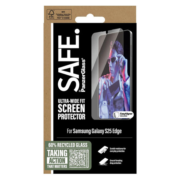 Σκληρυμένο γυαλί UWF με εφαρμογέα για Samsung Galaxy S25 Edge, Διάφανο, SAFE by PanzerGlass