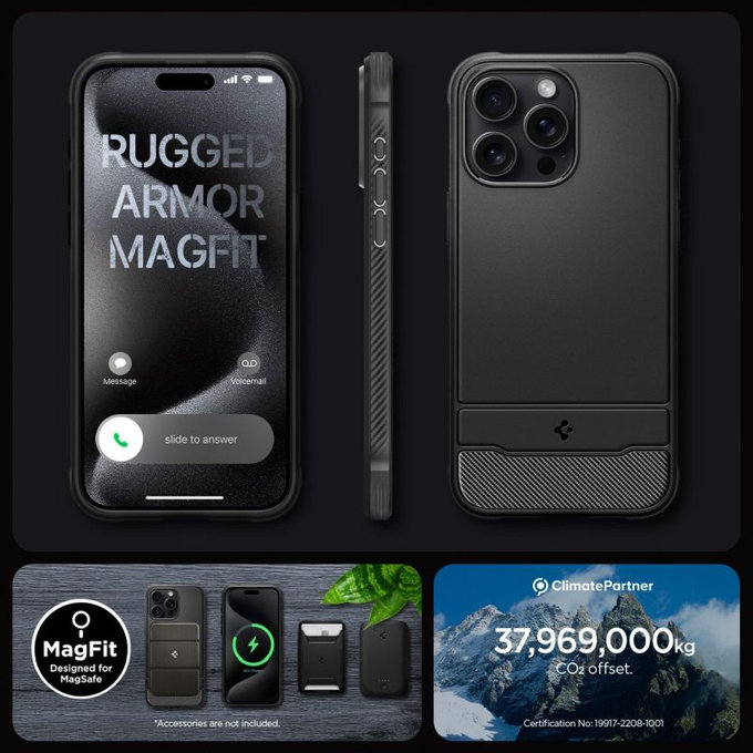 Spigen - Θήκη Rugged Armor με MagSafe για iPhone 15 Pro, Matte Black