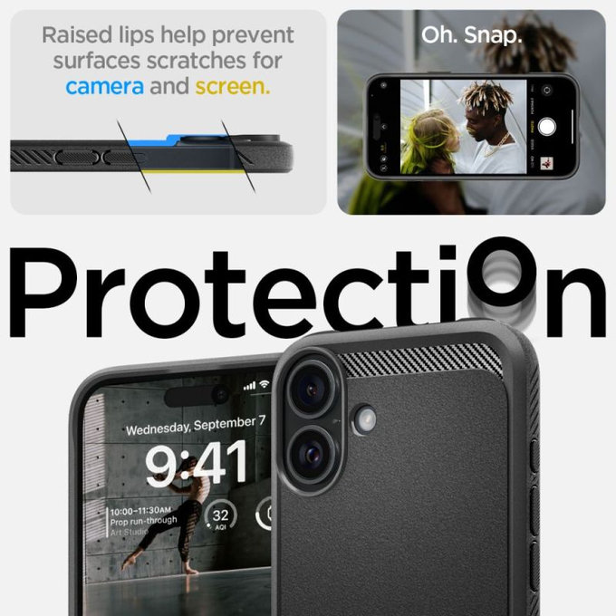 Spigen - Θήκη Rugged Armor με MagSafe για iPhone 16, Matte Black