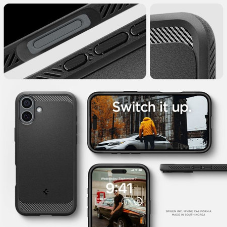Spigen - Θήκη Rugged Armor με MagSafe για iPhone 16, Matte Black