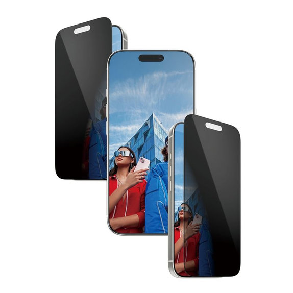 PanzerGlass - Σκληρό γυαλί UWF 2-Way Privacy με εφαρμοστή για iPhone 17 Pro, μαύρο