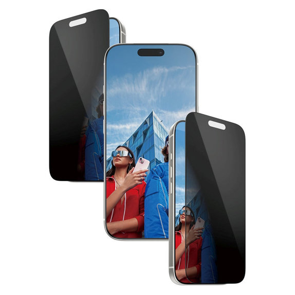 Σκληρυμένο γυαλί UWF 2-Way Privacy με εφαρμογέα για iPhone 17 Pro, Μαύρο, PanzerGlass