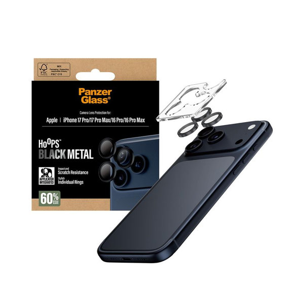 PanzerGlass - Προστατευτικό καλύμματος φακού Hoops για iPhone 17 Pro Max/17 Pro/16 Pro Max/16 Pro, μαύρο