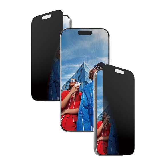 Σκληρυμένο γυαλί UWF 2-Way Privacy με Fastfit για iPhone 17/16 Pro, Μαύρο, PanzerGlass