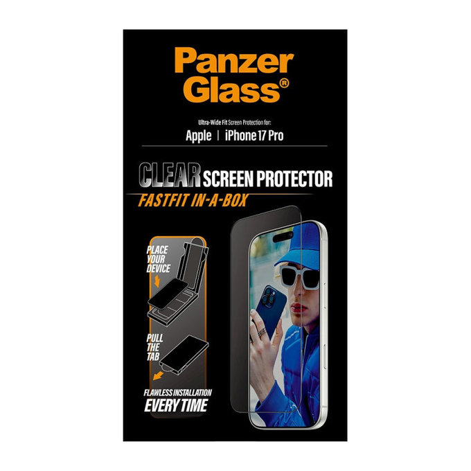 Σκληρυμένο γυαλί UWF με Fastfit για iPhone 17 Pro, Μαύρο, PanzerGlass