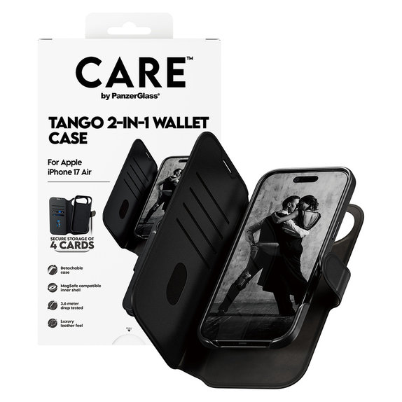 Θήκη Wallet Tango Two-In-One με MagSAFE by PanzerGlass για iPhone Air, Μαύρο, PanzerGlass